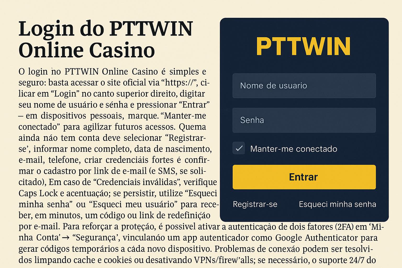 Criar uma nova Conta no plataforma PTTWIN  